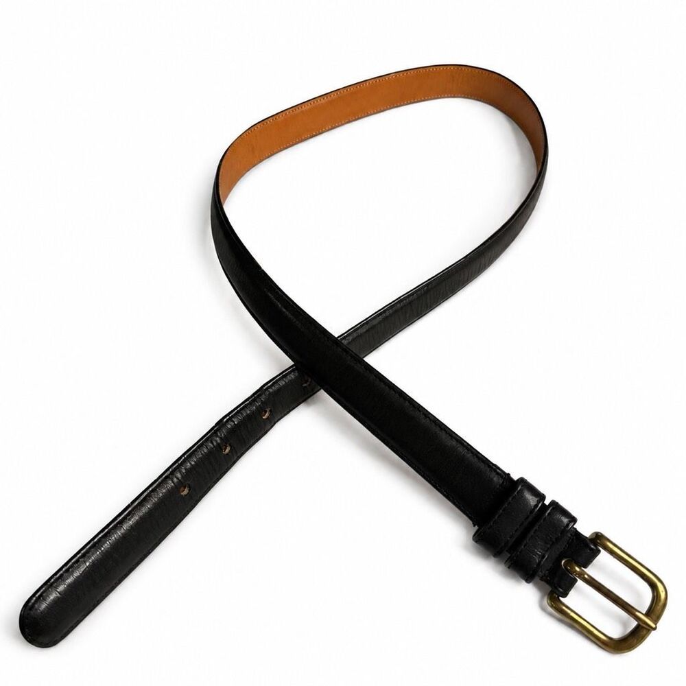 Coach Black Vintage Leather Belt Brass Buckle Size 34